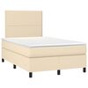 vidaXL Cama box spring con colch&oacute;n y LED tela crema 120x200 cm