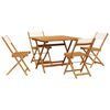 vidaXL Set de comedor de jard&iacute;n 5 pzas tela madera maciza blanco crema