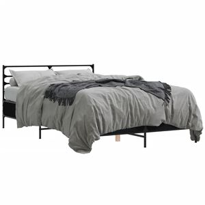 vidaXL Estructura de cama madera de ingenier&iacute;a y metal negro 135x190cm