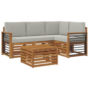 vidaXL Conjunto de sof&aacute;s de exterior 5 pcs Gris Natural y Claro
