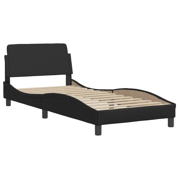 vidaXL Cama con colch&oacute;n Dover cuero sint&eacute;tico negro 90x190 cm
