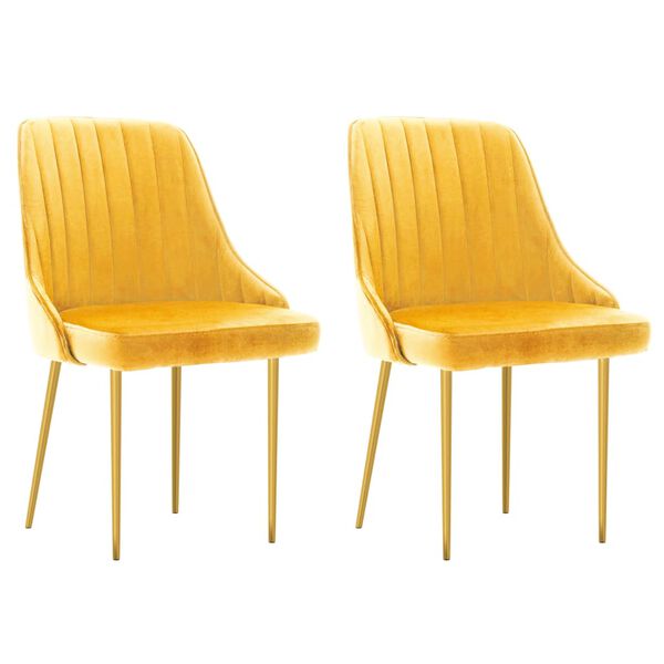 vidaXL Sillas de comedor 2 uds terciopelo amarillo
