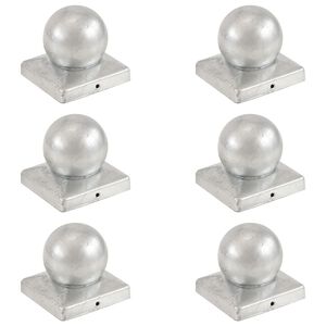 vidaXL Tapas para postes 6 uds metal galvanizado globo final 101x101mm