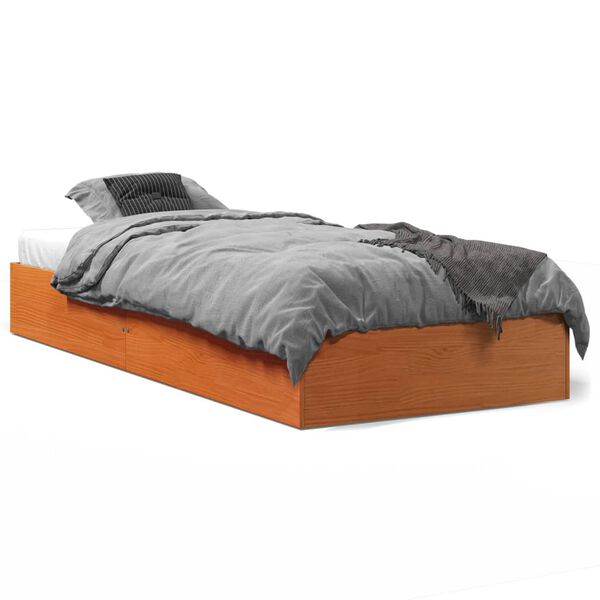 vidaXL Estructura de cama sin colch&oacute;n madera de pino marr&oacute;n 90x200 cm