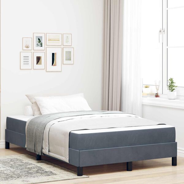 vidaXL Cama tipo Box Spring con colch&oacute;n Gris oscuro 120 x 190 cm tela
