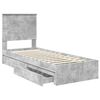 vidaXL Cama con almacenamiento con cabecera Gris Concreto 75 x 190 cm