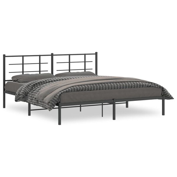 vidaXL Estructura cama sin colch&oacute;n con cabecero metal negro 183x213 cm