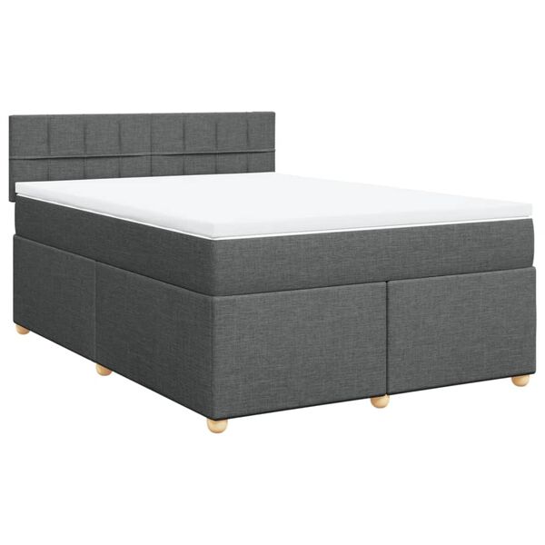 vidaXL Cama box spring con colchón tela gris oscuro 160x200 cm