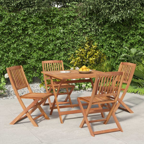 vidaXL Juego de comedor de jard&iacute;n 5 piezas madera maciza de acacia
