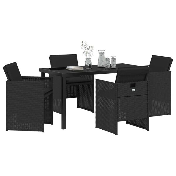 vidaXL Conjunto de Comedor de Jard&iacute;n 5 pcs Negro rat&aacute;n sint&eacute;tico