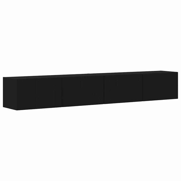 vidaXL Mueble de TV Montado en la Pared 2 pcs Negro 98 x 31 x 29,5 cm