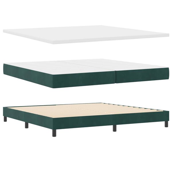 vidaXL Cama tipo Box Spring Verde oscuro 200 x 200 cm Poli&eacute;ster