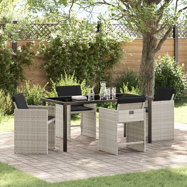 vidaXL Conjunto de Comedor de Jard&iacute;n 5 pcs Gris Claro rat&aacute;n sint&eacute;tico