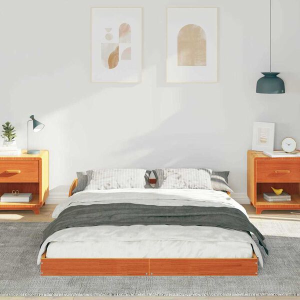 vidaXL Estructura de cama Marr&oacute;n cera 140 x 190 cm