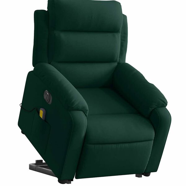 vidaXL Sillón masaje reclinable elevable terciopelo verde oscuro