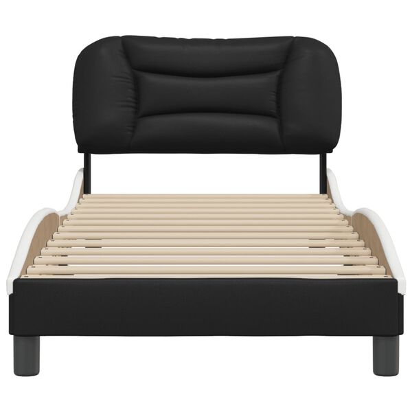 vidaXL Estructura de cama sin colch&oacute;n Hvar cuero sint&eacute;tico negro y blanco