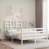 vidaXL Estructura de cama con cabecero madera maciza blanco 140x190 cm