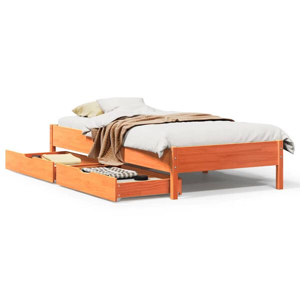 vidaXL Estructura de cama sin colch&oacute;n madera de pino marr&oacute;n 90x200 cm