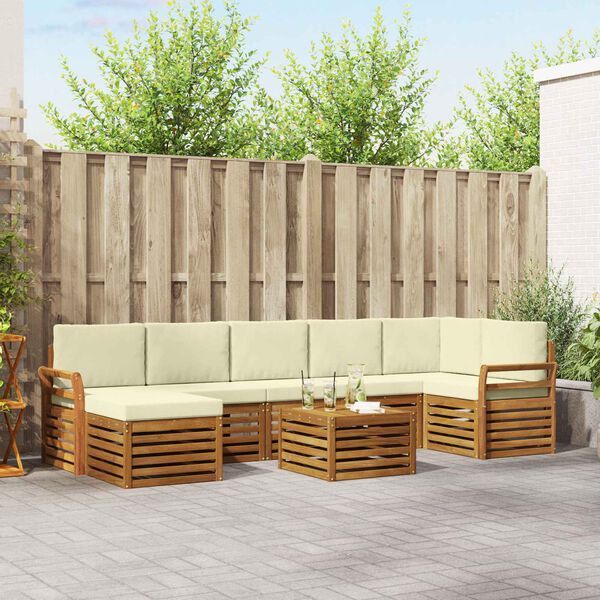 vidaXL Conjunto de Sof&aacute; Seccional con coj&iacute;n 8 pcs Natural y Crema