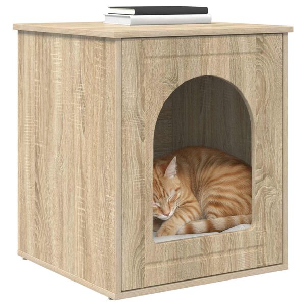vidaXL Casa para Gatos Sonoma 53 x 52 x 62 cm Madera de ingenier&iacute;a