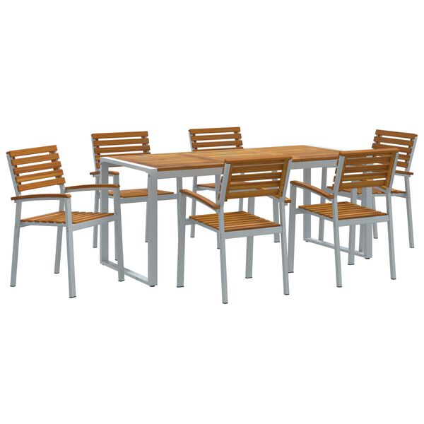 vidaXL Conjunto de Comedor de Jard&iacute;n 7 pcs Gris