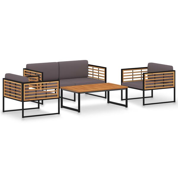vidaXL Set muebles de jard&iacute;n 4 piezas madera maciza de acacia y acero