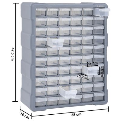 vidaXL Organizador multicajones con 60 cajones 38x16x47,5 cm