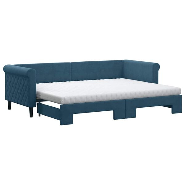 vidaXL Sof&aacute; cama nido con colch&oacute;n terciopelo azul 80x200 cm
