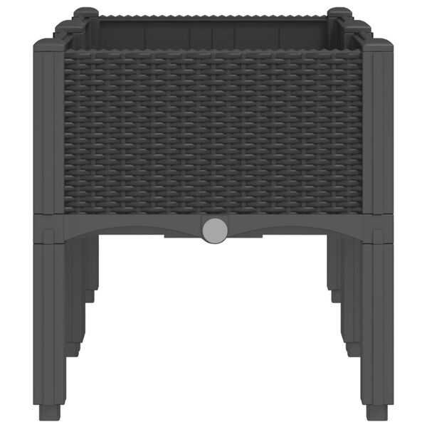 vidaXL Jardinera con patas PP negro 80x40x42 cm