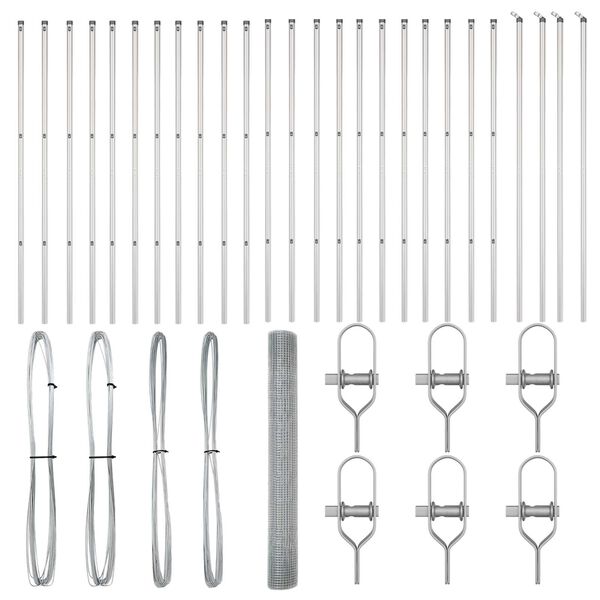 vidaXL Poste de Valla Plateado 50 x 1,4 m (19 x 19 mm malla) Acero