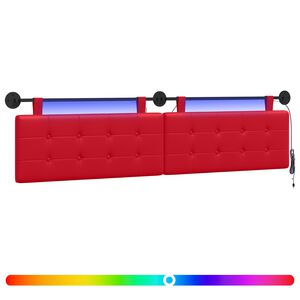 vidaXL Cabecero colgante Con luz LED Rojo Cuero sint&eacute;tico