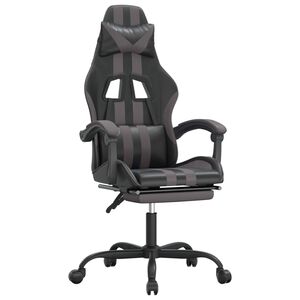 vidaXL Silla gaming con reposapi&eacute;s cuero sint&eacute;tico negro gris