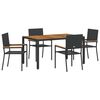 vidaXL Conjunto de Comedor de Jard&iacute;n 5 pcs Negro rat&aacute;n sint&eacute;tico