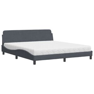vidaXL Cama con colch&oacute;n Dover terciopelo gris oscuro 180x200 cm