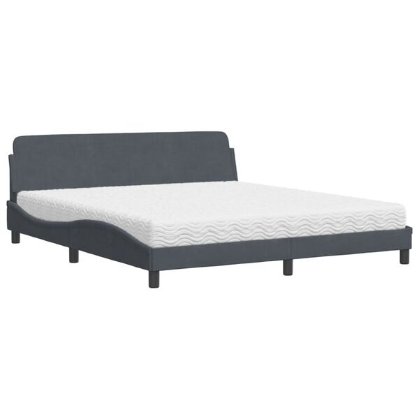 vidaXL Cama con colch&oacute;n Dover terciopelo gris oscuro 180x200 cm