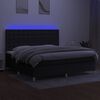 vidaXL Cama box spring colch&oacute;n y luces LED tela negro 200x200 cm