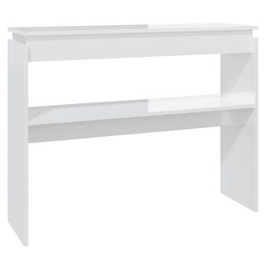 vidaXL Mesa consola madera contrachapada blanco brillante 102x30x80 cm