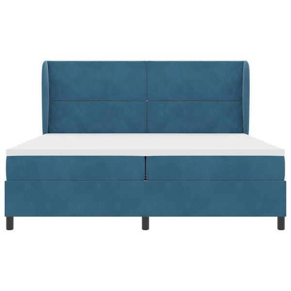 vidaXL Cama tipo Box Spring Azul Oscuro 200 x 200 cm Poli&eacute;ster