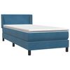 vidaXL Cama box spring con colch&oacute;n terciopelo azul oscuro 100x220 cm