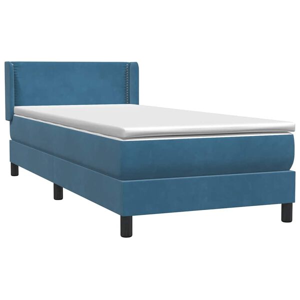 vidaXL Cama box spring con colch&oacute;n terciopelo azul oscuro 100x220 cm