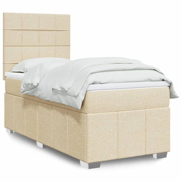 vidaXL Cama box spring con colch&oacute;n tela color crema 80x200 cm