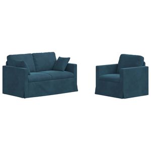 vidaXL Juego de Sof&aacute; 2 uds. Azul Terciopelo
