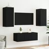 vidaXL Muebles de TV de pared con LED 4 pzas madera ingenier&iacute;a negro