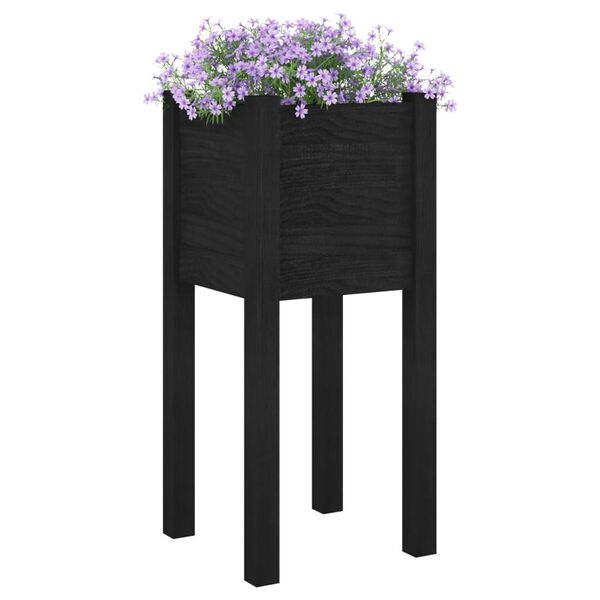 vidaXL Jardinera de madera maciza de pino negro 31x31x70 cm