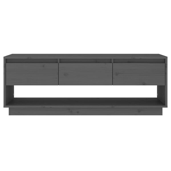 vidaXL Mueble de TV de madera maciza de pino gris 110,5x34x40 cm