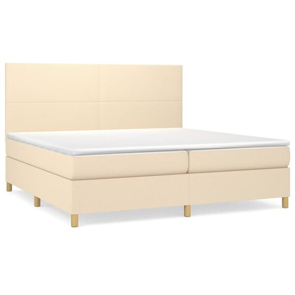 vidaXL Cama box spring con colch&oacute;n tela color crema 200x200 cm
