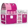 vidaXL Cama alta para ni&ntilde;os con t&uacute;nel madera pino rosa 90x190 cm
