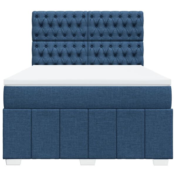 vidaXL Cama box spring con colch&oacute;n tela azul 140x200 cm