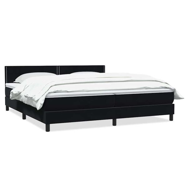 vidaXL Cama box spring con colch&oacute;n terciopelo negro 180x220 cm