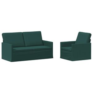 vidaXL Juego de Sof&aacute; 2 pcs Verde oscuro Tela